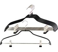 MAWA Lot de 10 cintres antidérapants en Forme de col, idéal pour Chemises, combinés avec Clips Solides et durables pour Pantalons et Jupes, Crochets rotatifs à 360°, 41 cm, Noir