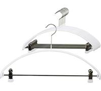 MAWA Lot de 10 cintres combinés, revêtement antidérapant, avec Pinces Robustes protégeant Le matériel, Crochets rotatifs à 360°, pour vêtements de Dessus, Foulards et Accessoires, 36 cm, Blanc
