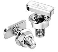 mawmuaw Vis à Tête Marteau M10x30 mm, 12 Pièces Vis à Glissière T-Nut Acier Inoxydable A2-70 Boulons à Tête en T avec Écrous à Collerette Hexagnonale pour Montage Photovoltaïque PV Serre