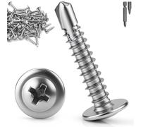 mawmuaw Vis Autoforeuse Metal M4.8x25 mm, 80 Pièces Vis Autoforeuse Inox 410 Vise Autoperforante Ronde Phillips à Tête Fraisée pour Bois Tôle Aluminium Plastique