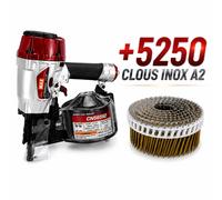 MAX CN565S2 CLOUEUR BARDAGE A ROULEAUX PNEUMATIQUE + 5250 CLOUS 2.5x55 A2 15/16°