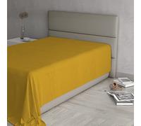 Max Color Drap Plat, 100% Coton, Couleur Unie, Moutarde, carré et Demi 180 x 300 cm