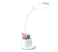 Max excell Lampe LED de Bureau Flexible avec Pot à Crayons Fonction PowerBank Blanc