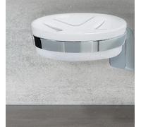 Max Light Chrome Porte-Savon avec Support Mural Métal Chromé / Porcelaine