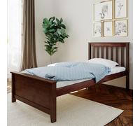 Max & Lily Lit 90 x 200 cm avec sommier à Lattes, lit Enfant avec Espace de Rangement sous Le lit, Cadre de lit avec tête de lit, lit en Bois de pin de Nouvelle-Zélande, Marron foncé