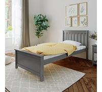 Max & Lily Lit 90 x 200 cm avec sommier à Lattes, lit Enfant avec Espace de Rangement sous Le lit, Cadre de lit avec tête de lit, lit en Bois de pin de Nouvelle-Zélande, Gris