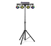 Max PARTYBAR10 2x Jelly Moon + 2x PAR + UV/Strobe, Mode DMX ou Auto, Télécommande et Programmes Automatiques, Pied Inclus, Shows Préprogrammés, Effets Professionnels pour vos Soirées