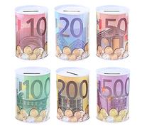 Max-Tonsen Euro Dollar en Forme de Tirelire Coffre-Fort Cylindre Tirelire pour pièces de Monnaie boîtes de Rangement en Fer Blanc boîte décoration de la Maison 8.5x12.5cm