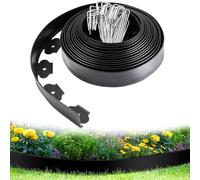 MaxAwe Bordure de pelouse flexible de 10 m, avec 50 piquets de fixation super solides et 1 marteau, mini clôture en plastique pour jardin, parterres de fleurs et pelouse