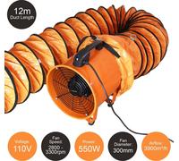 Ventilateur Industriel d'extraction de Poussière - MaxBlast - 300mm - Conduit rétractable 12m - 550W 110V