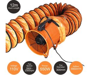 MAXBLAST Aspirateur professionnel 300mm, 110V - 12m de tuyau