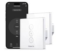 Maxcio Interrupteur Volet Roulant Connecté Compatible Avec Alexa Et Google Home, Interrupteur Connecté Volet Roulant Intelligent Avec Minuterie Et Commande Vocale, Interrupteur Tactile (2, Blanc)
