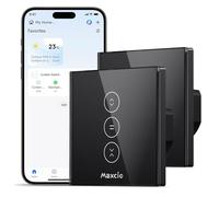Maxcio Interrupteur Volet Roulant Connecté Noir, Interrupteur Volet sans Fil Compatible avec Alexa/Google Home, Intelligent Tactile peut Éteindre le LED, Timer et Partager-4 Packs