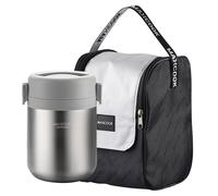 Maxcook Pot alimentaire isotherme en acier inoxydable 316 avec sac repas pour aliments chauds Boîte repas isotherme sous vide en acier inoxydable Thermos à soupe étanche Pot alimentaire isotherme à la