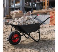 MAXCRAFT Brouette / brouette de chantier pneus gonflables 250 kg 100 L noir / rouge - Black Edition