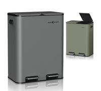 MAXCRAFT Poubelle à pédale Rectangulaire Decobin Poignée 60L en Acier - Seau Intérieur et Couvercle Fermeture en Douceur en plastique recy uisine Salon Bureau Salle de Bain Métal en Anthracite