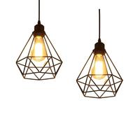 MAXDUYU Lampe Suspension Vintage, 2pcs Suspension Noire,abat jour cuisine,Lampe Cage Éclairage de Plafond Abat-jour en Métal pour Restaurant Salon Chambre Cuisine Bar Couloir (sans ampoule)