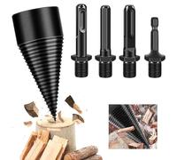 MaxEarn Fendeur de Buche, 42mm Fendeuse de Buches avec 4 Poignées, Conique Foret Fendeur de Bois ou de Bûches, Cône Bois Perceuse pour Fendre, Foret de Fendage de Bois pour Électrique
