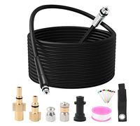 MaxEarn Kit de nettoyage de tuyau de vidange pour nettoyeur haute pression Karcher, Bosch, Lavor - 15 m - 180 bar - Buse de jet et buse rotative - 3 adaptateurs de rechange pour nettoyeur haute
