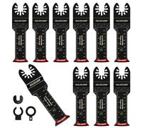 MaxEarn Lot de 10 Lame Scie Oscillante, Extra Longues 70mm Bi-Métal Titane | Lame Multifonction avec 3 Adaptateurs, Coupe le Bois, les Clous, Compatible avec Makita Dewalt et