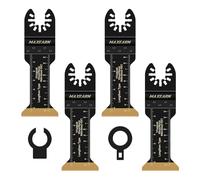 MaxEarn Lot de 4 Lame Scie Oscillante, Extra Longues 70mm Bi-Métal Titane | Lame Multifonction avec 2 Adaptateurs, Coupe le Bois, les Clous, Compatible avec Makita Dewalt et