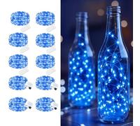 MAXEE 10 pièces 2M Bleu LED Chaîne de Lumière Batterie, étanche pour le bricolage, fête, lumières d'ambiance, décoration intérieure et extérieure, 4 pièces carrées + 6 pièces plates