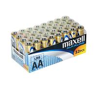 maxell - 32 Piles alcalines AA, 1 Lot de 32 pièces