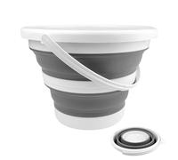 Maxentico 10L Bassine Pliable, Portable Camping Plastique Sceaux(Gris) | Seau Lavage Voiture pour Le Nettoyage Domestique, Retractable, Design et Peu Encombrant