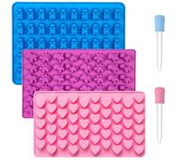 Maxentico 3 Pièces Moule Silicone, Moules à Bonbons à Gummy, Moule Chocolat | Ourson/Animale et Caramel, Bonbons Moelleux, pour la Préparation du Chocolat, Multishape