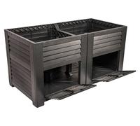 Maxi bac surélevé avec deux compartiments de rangement L 150 x l 76 x H 78 cm anthracite