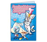 MAXICHA-003 Maxi Grande Carte Géante Joyeux Anniversaire Humoristique Drole Chat Chaton Gâteau Bougies Pâtisserie Cuisine Poisson Requin Aquarium Collection Charlestown Illustration Dessin
