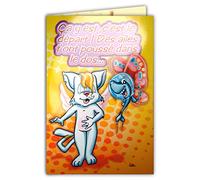 MAXICHA-006 Maxi Grande Carte Géante Départ Bonne Chance pour la suite Continuation Déménagement Retraite Humoristique Drole Chat Chaton Charlestown Illustration