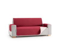 MAXIFUNDAS - Housse de Canapé Rembourrée Réversible 2 Places - Extra Douce Rouge/Beige - Protection avec Bandes de Maintien - Modèle
