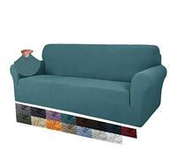 MAXIJIN Creative Jacquard Housse de canapé 3 Places, Super Extensible, antidérapante, adaptée aux Animaux domestiques, 1 pièce élastique de Protection pour canapé (3 Places, Bleu Paon)