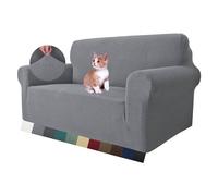 MAXIJIN Housse de canapé 2 Places Super Extensible Universelle 1 pièce pour Le Salon en Tissu Jacquard et Spandex - Protection pour Les Animaux de Compagnie (2 Places, Gris Clair)