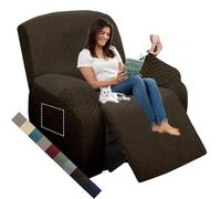 MAXIJIN Lot de 4 Housses de Fauteuil inclinable en Jacquard Extensible avec Base élastique pour Enfants, Animaux domestiques (inclinable, café foncé)