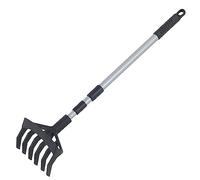 Maximex Binette de Jardin et cultivateur 2 en 1 avec Manche télescopique en Plastique Noir