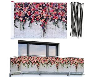 Maximex Brise-Vue en Plastique pour Balcon Motif Roses Multicolore 5 m 85 x 500 cm