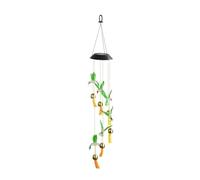Maximex Carillon éolien LED solaire Colibri pour le jardin, résistant aux intempéries, s’illumine dans l’obscurité, avec 6 clochettes,panneau solaire,crochet de suspension, 12,5 x 78 x 12,5 cm, coloré