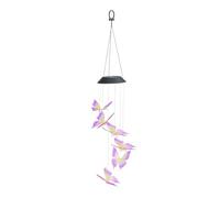 Maximex Carillon éolien LED Solaire Papillon pour Le Jardin, résistant aux intempéries, s’illumine dans l’obscurité, avec Panneau Solaire et Crochet de Suspension, 12,5 x 78 x 12,5 cm, coloré