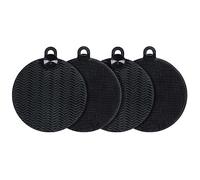 Maximex Lot de 4 éponges en Silicone réutilisables avec revêtement Anti-adhésif, éponges en Silicone Flexibles pour la saleté légère et Tenace, éponge en Silicone hygiénique pour la Cuisine, Noir