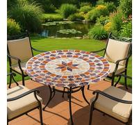 Maximex Nappe Ronde élastique XL, Ø 85-105 cm,Motif méditerranéen,Nappe de Jardin Lavable avec élastiques, résistante aux intempéries et aux UV, pour Le Jardin, Le Balcon et Le Camping, en Plastique