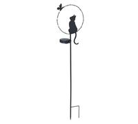 Maximex Pique Solaire LED pour Jardin Chat avec Un Papillon, capteur crépusculaire, résistant aux intempéries, éclairage Solaire pour Jardin et Balcon, 20 x 85 x 11,2 cm, métal