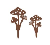 Maximex Piquets de Jardin Champignon, Lot de 2, déco extérieure résistante aux intempéries, métal Aspect Rouille, pour Jardin, terrasse et Balcon, 20 x 35 cm