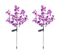 Maximex Piquets solaires LED pour Jardin orchidées, Lot de 2, 2 Modes d'éclairage, capteur crépusculaire, résistantes aux intempéries, pour parterres et jardinières, 20-55 x 75 cm, Plastique/métal