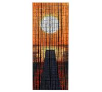 Maximex Rideau bambou, rideau à accrocher à une porte, 2 crochets, Motif de "Coucher de soleil", rideau protection anti-insectes et courant d'air, fait en bambou, 90 x 200 cm