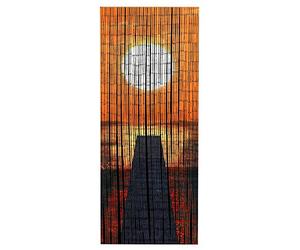 Maximex Rideau bambou, rideau à accrocher à une porte, 2 crochets, Motif de "Coucher de soleil", rideau protection anti-insectes et courant d'air, fait en bambou, 90 x 200 cm