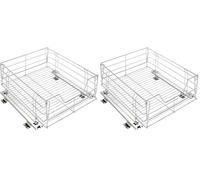Maximex WENKO Tiroir Coulissant Cuisine pour Placard Maxi | Aménagement intérieur Placard sur roulettes | Espace Rangement supplémentaire | Acier | 50x23x50 cm | Chromé (Lot de 2)