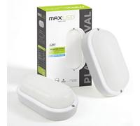 Maxled, Light is Led! 2 Pièces Applique Murale LED Lampe D'intérieur Cave 8W 720LM 6500K Blanc Froid Luminaire pour Pièces Humides Ovale IP65 Plafonnier Applique Murale Plafonnier Salle Bain