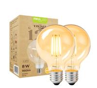 Maxled, Light is Led! 2x Ampoules Globe Filament LED Vintage E27 G125 8W Équivalent 60W Blanc Chaud 2500K 950LM Angle 330° Verre Ambré Ampoule Led Pour Lustres Et Appliques Murales Non Dimmable 230V